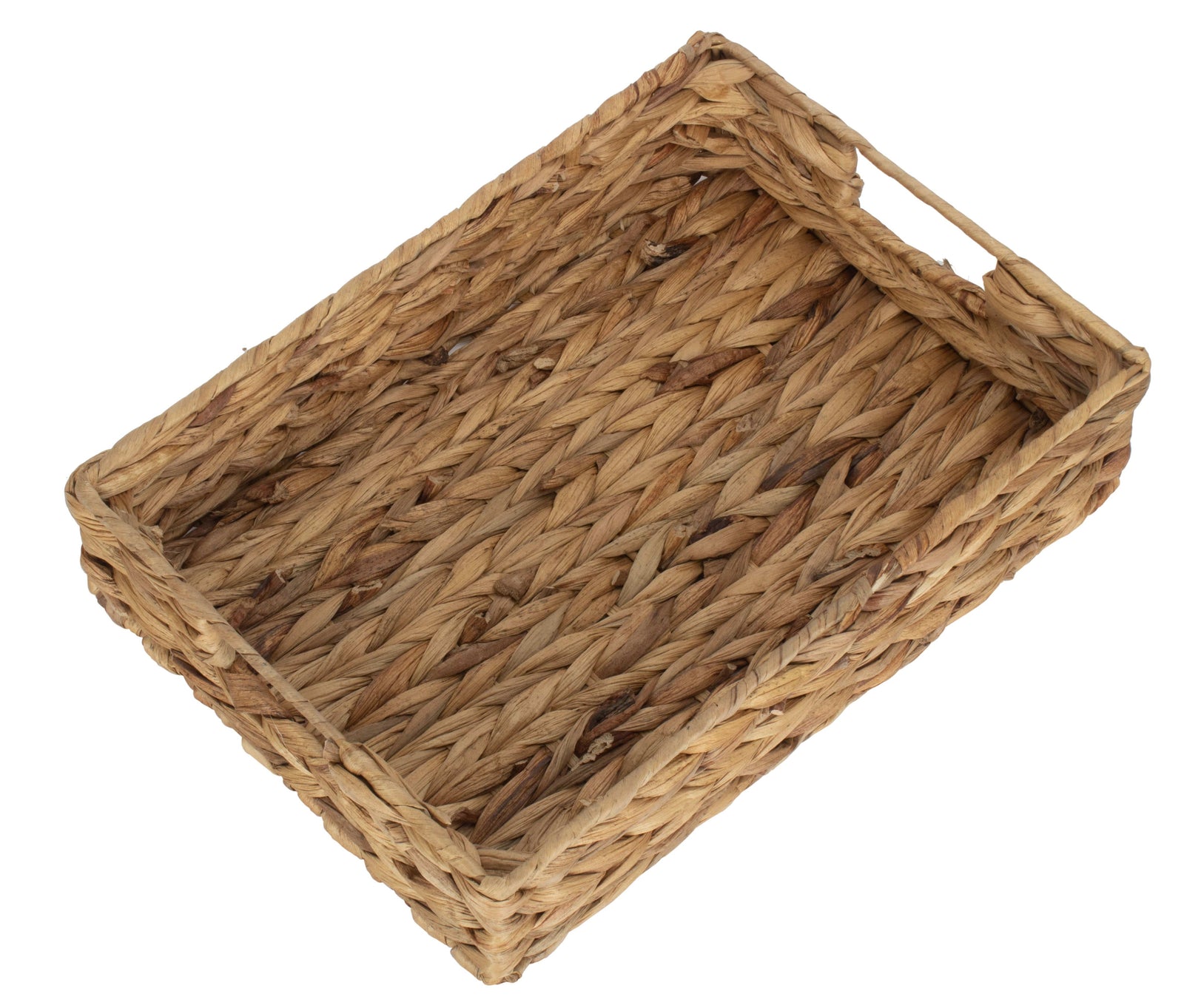 Water Hyacinth Shallow Rectangular Storage Basket | Small | Brown