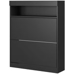 Wall Mounted Freestanding Shoe Cabinet With 2 Flip Drawers | One Size | Black