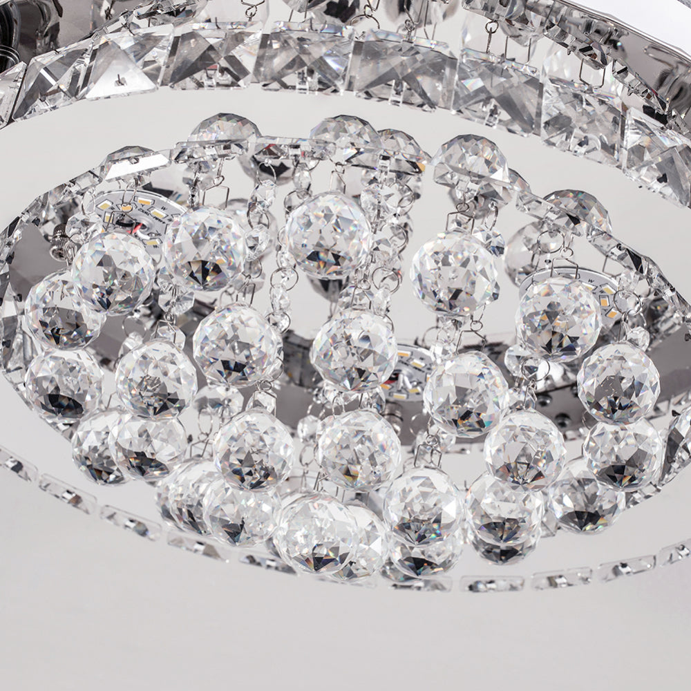 Crystal Round Led Semi Flush Mount Ceiling Light Dimmable | Warm
