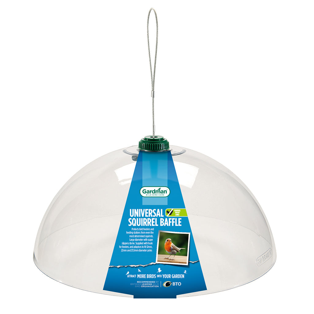 Universal Squirrel Baffle - Clear Slippery Dome, Fits 12mm, 22mm And 25.5mm Poles | Clear