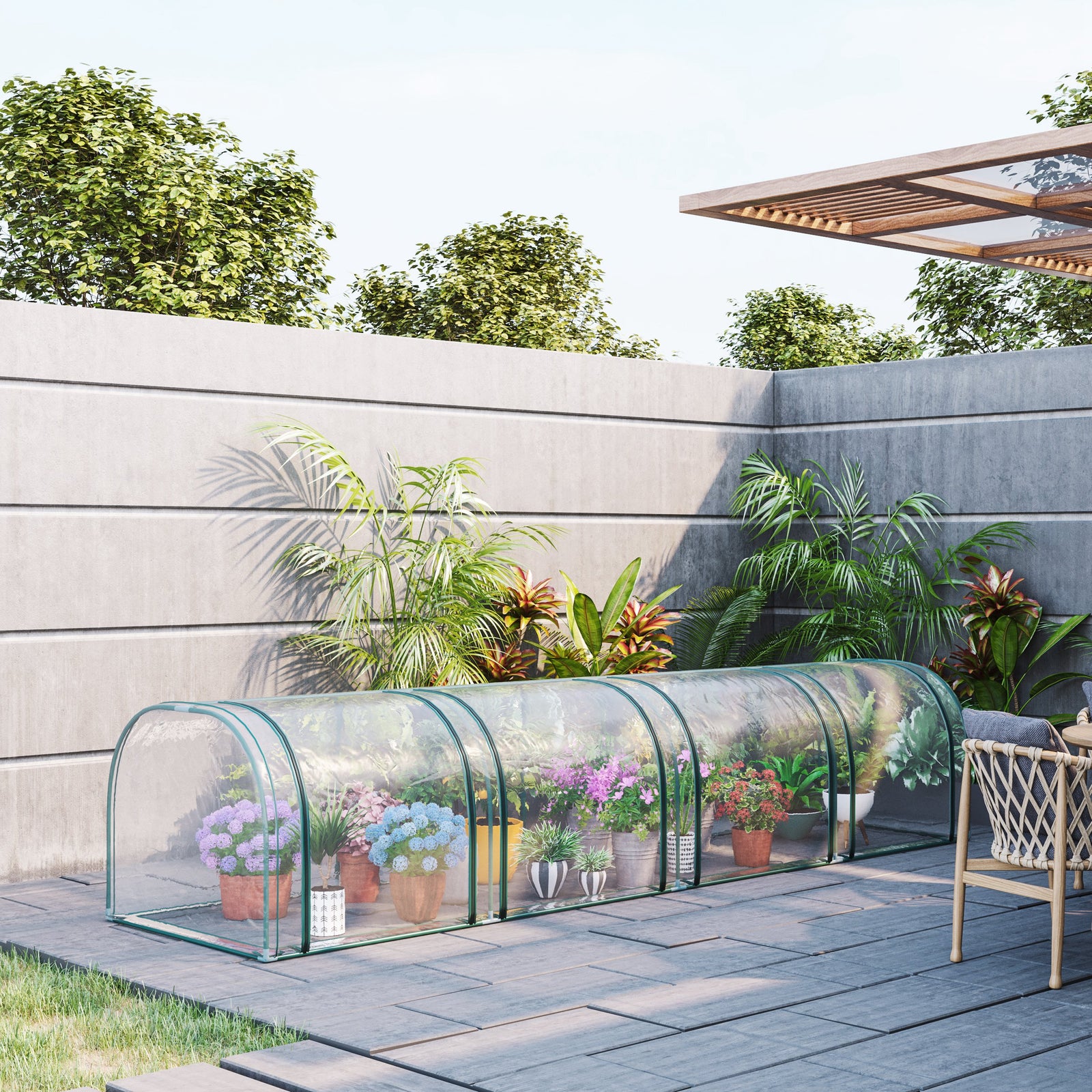 Green Tunnel Greenhouse With Zipped Doors