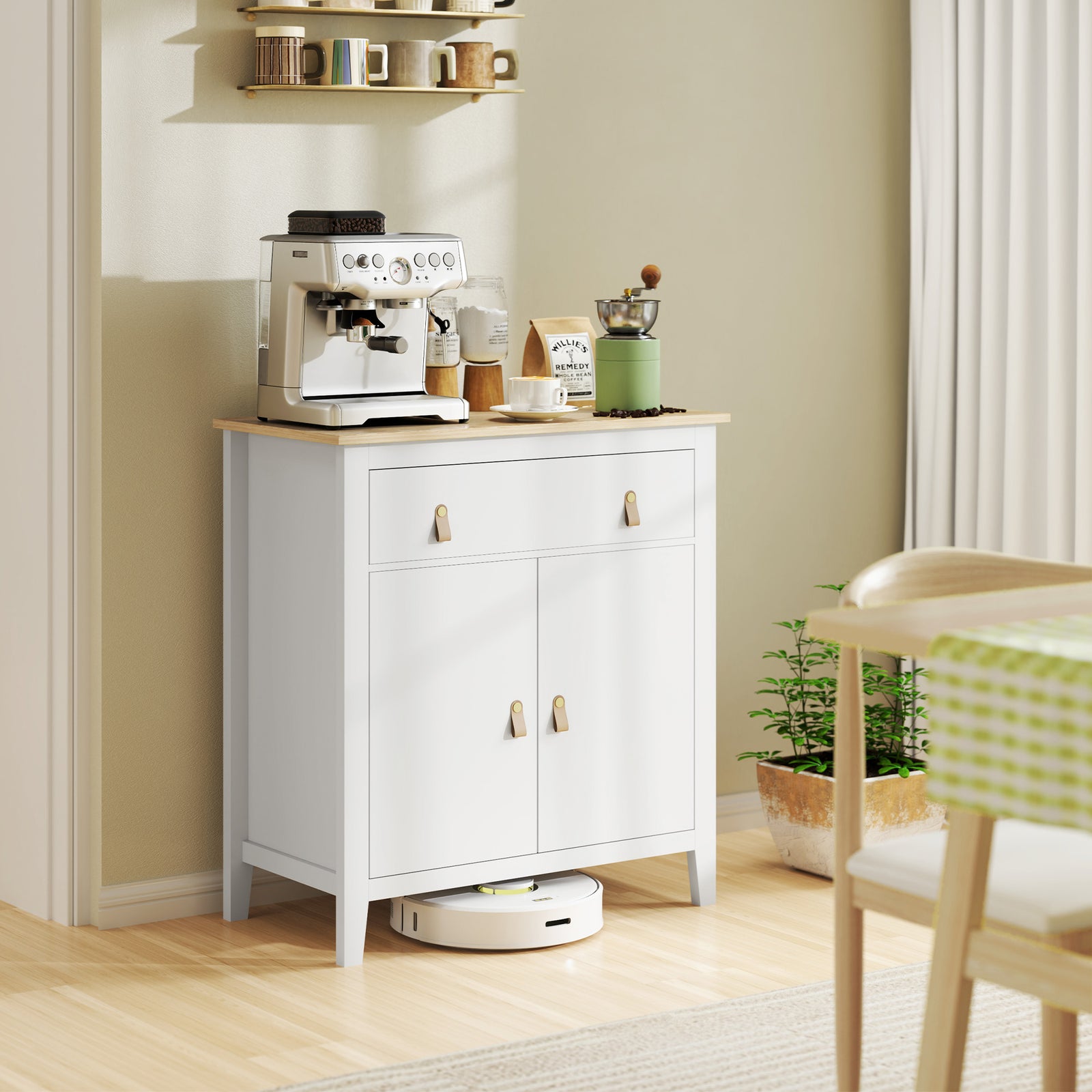 Sideboard With Drawer, Adjustable Shelf For Living Room | One Size | White