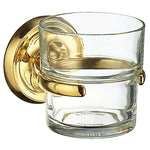 Clear Glass Tumbler With Non Rust Brass Wall Mount Holder | Polished Brass