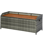 Outsunny Patio Wicker Storage Bench Box Garden Pe Rattan Pool Storage
