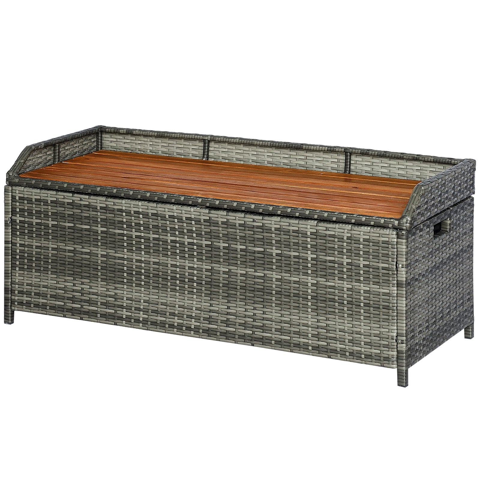Outsunny Patio Wicker Storage Bench Box Garden Pe Rattan Pool Storage