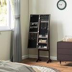 Freestanding Mirror Jewelry Cabinet With Led Lights | Dark Brown