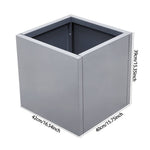 Zinc Galvanized Steel Planter Box With Drainage Hole –square Raised Planter Box Outdoor Balcony Garden Trough Pot | Medium | Light Grey