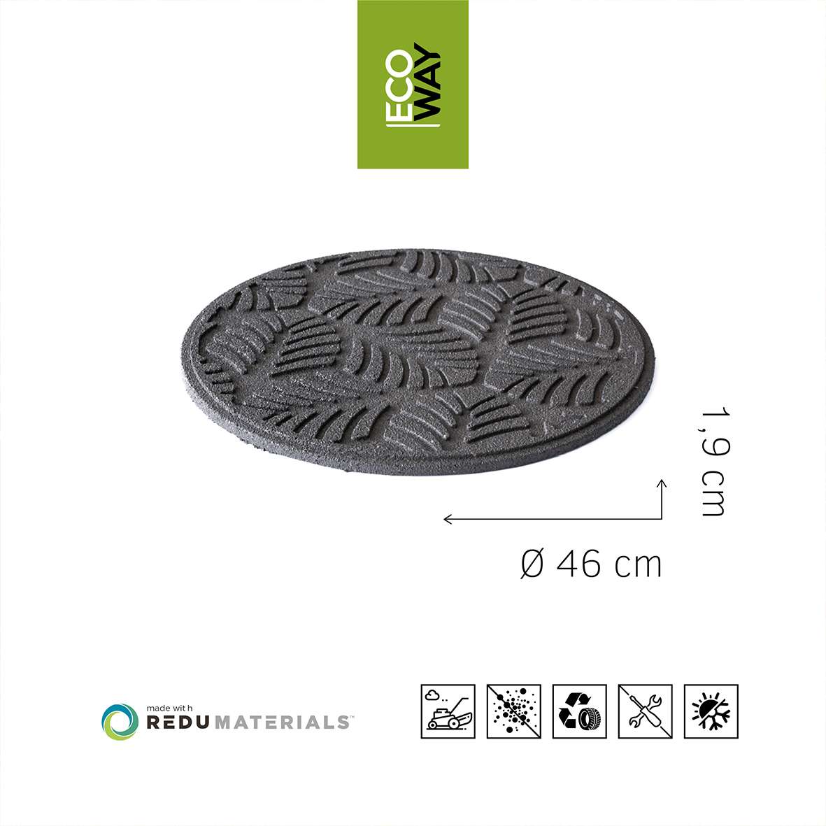 Rubber Garden Stepping Stones - Geo Leaf | Set of 4 | Grey
