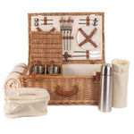 Wicker Deluxe Fully Fitted Traditional Picnic Basket | 4-Person | White