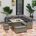 6 Pcs Patio Pe Rattan Garden Furniture Conversation Sofa
