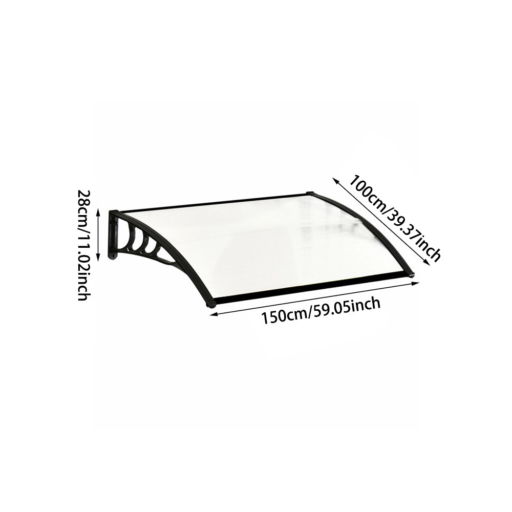 Window Door Awning Canopy With Brackets | Medium | Black