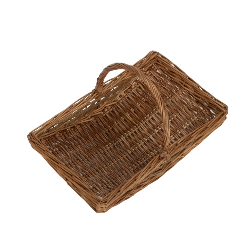 Wicker Full Unpeeled Garden Trugs | Small | Brown