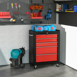 5-drawer Lockable Tool Cabinet With Wheels | Red