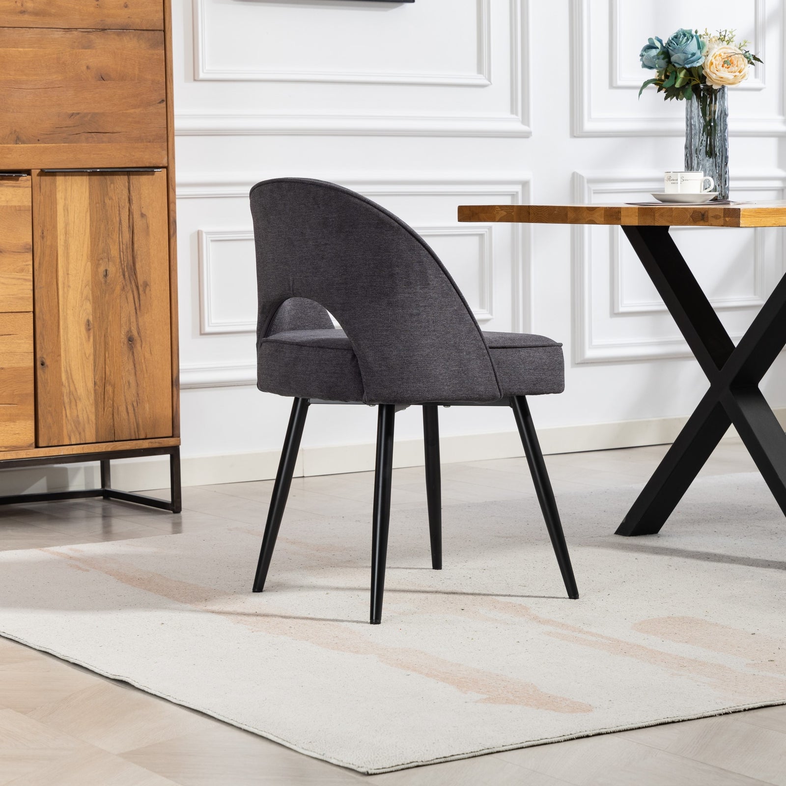 Ashley Fabric Dining Chairs - Set Of 2 | Charcoal Grey