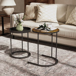 Nesting Side Table Set Of 2, Industrial Round Nest Of Tables | Rustic Brown
