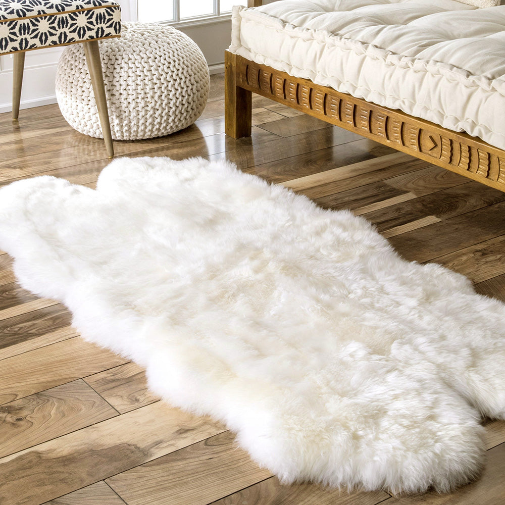 Irregular Shaped Super Soft Shaggy Area Rug | White