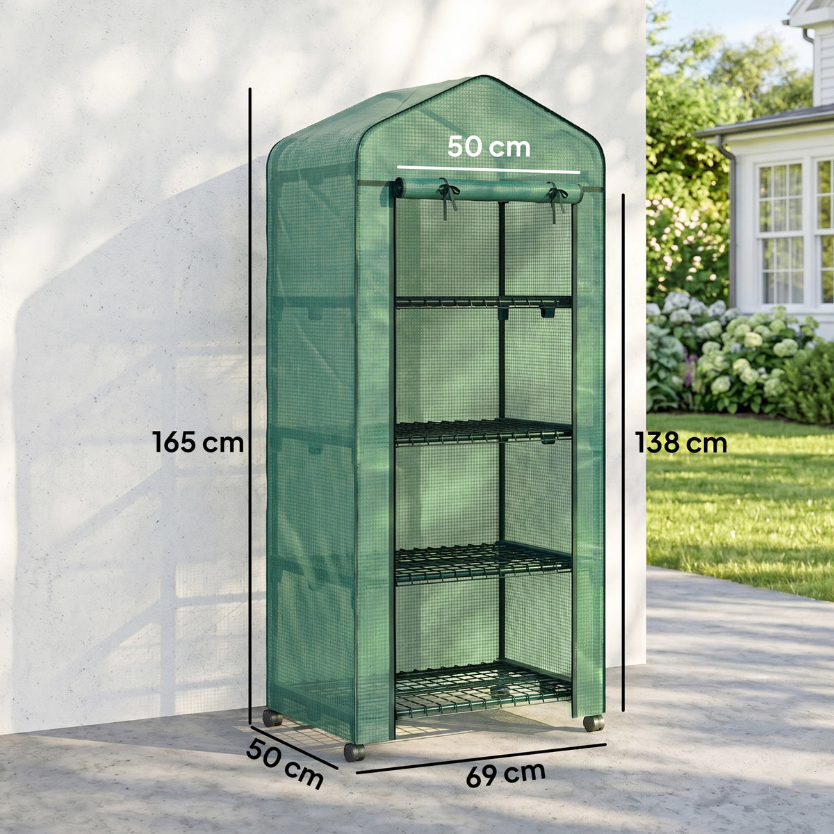 Outsunny Mini Greenhouse 4-tier Portable Plant House Shed Pe Cover, Green