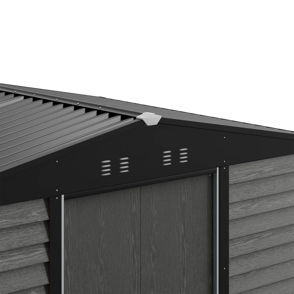 10 X 8ft Metal Storage Shed With Foundation, Double Sliding Doors & Vents, Weatherproof Outdoor Tool Shed For Garden Or Backyard