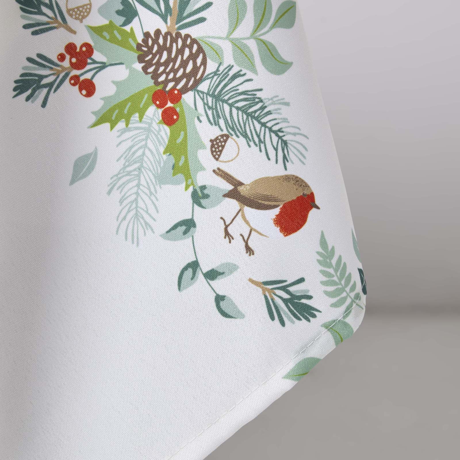 Robin Christmas Tablecloth | 132 x 274cm | White