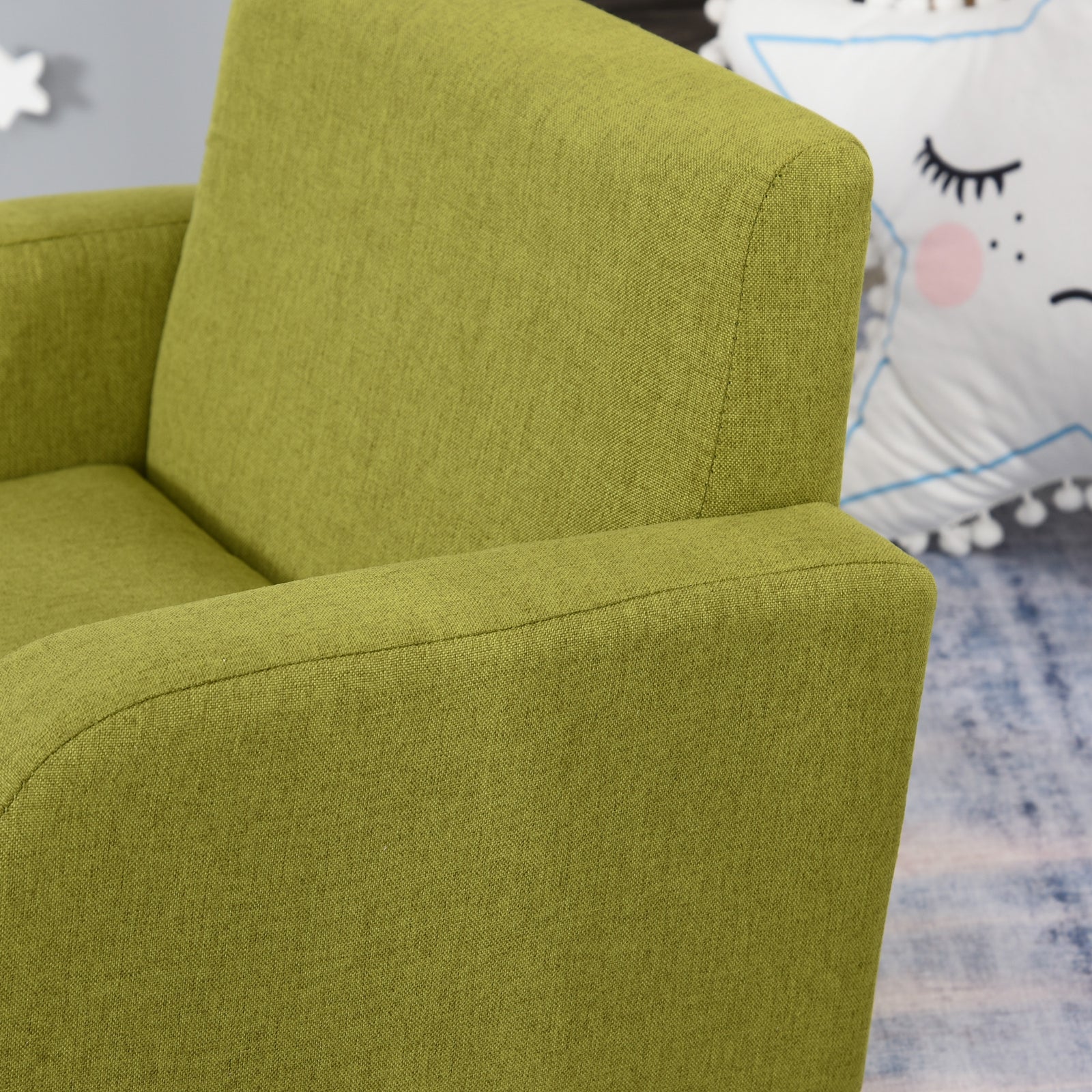 Child Armchair Wood Frame W/ Padding Seat Low-rise Bedroom | Green