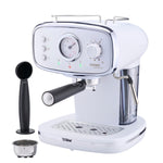 15-bar Retro Espresso Coffee Machine With Steam Wand | White & Silver