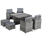 9 Pieces Rattan Dining Set Garden Furniture Seat Woven | Gray