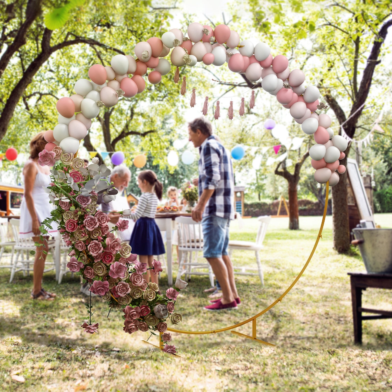 Wedding Arch Round Backdrop Stand For Birthday Party | 222cm | Gold