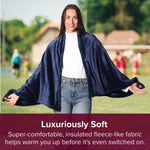 2-in-1 Heated Shawl & Blanket with Rechargeable Battery Pack | Navy Blue