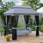 3 Person Canopy Gazebo Swing Outdoor Patio Lounge W/ Mesh Walls