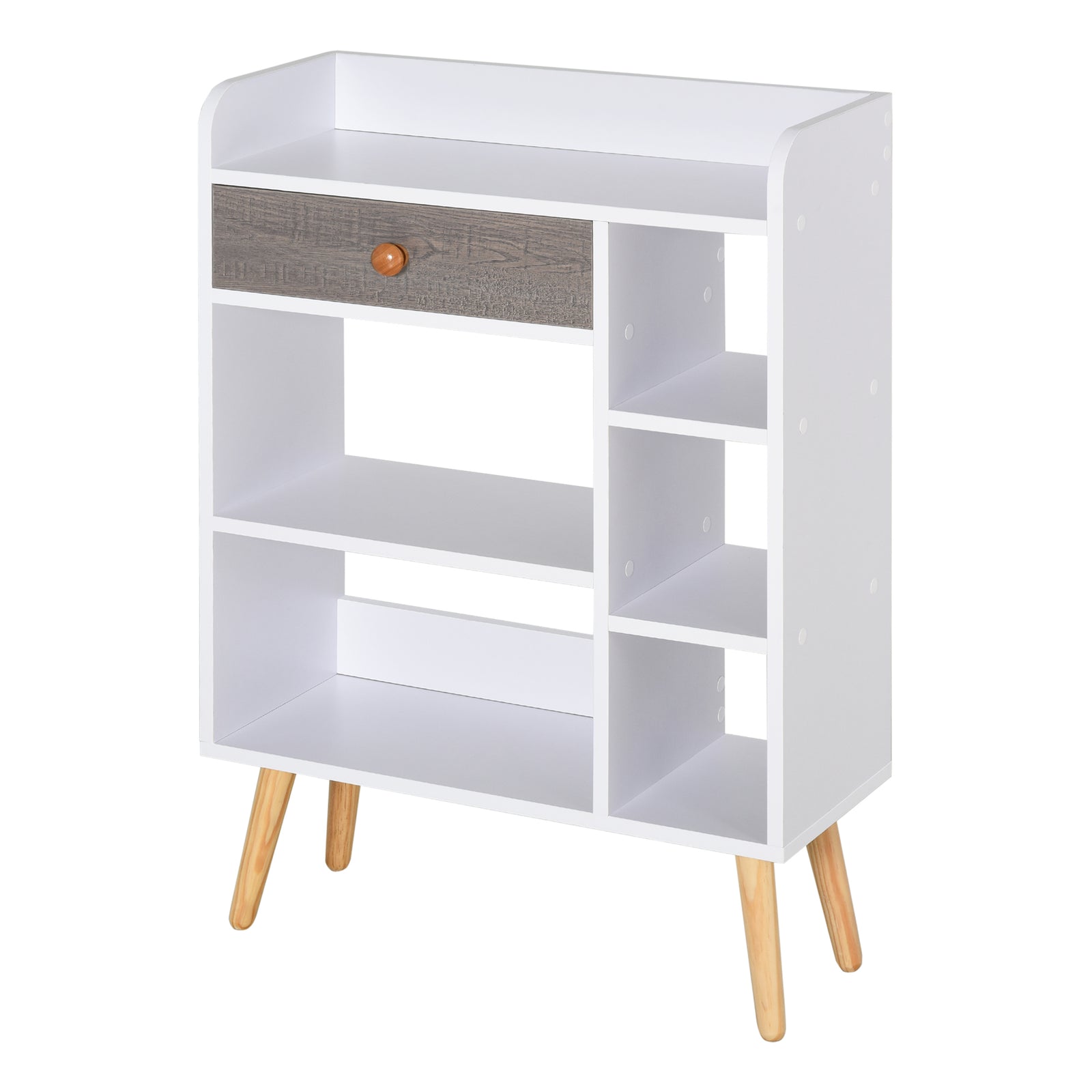 Multi Shelf Bookcase Freestanding Storage Drawer Shelves