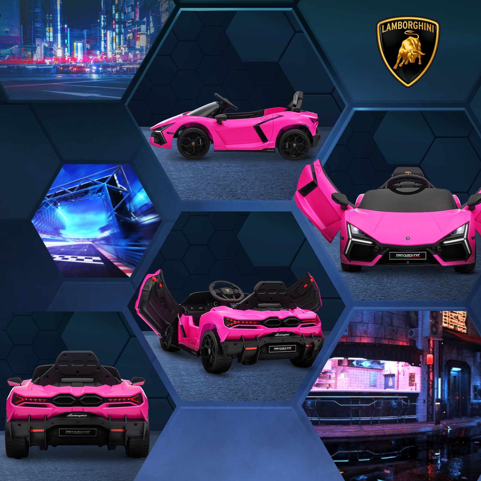 Lamborghini Revuelto Licensed Ride On Car W/ Suspension | Pink