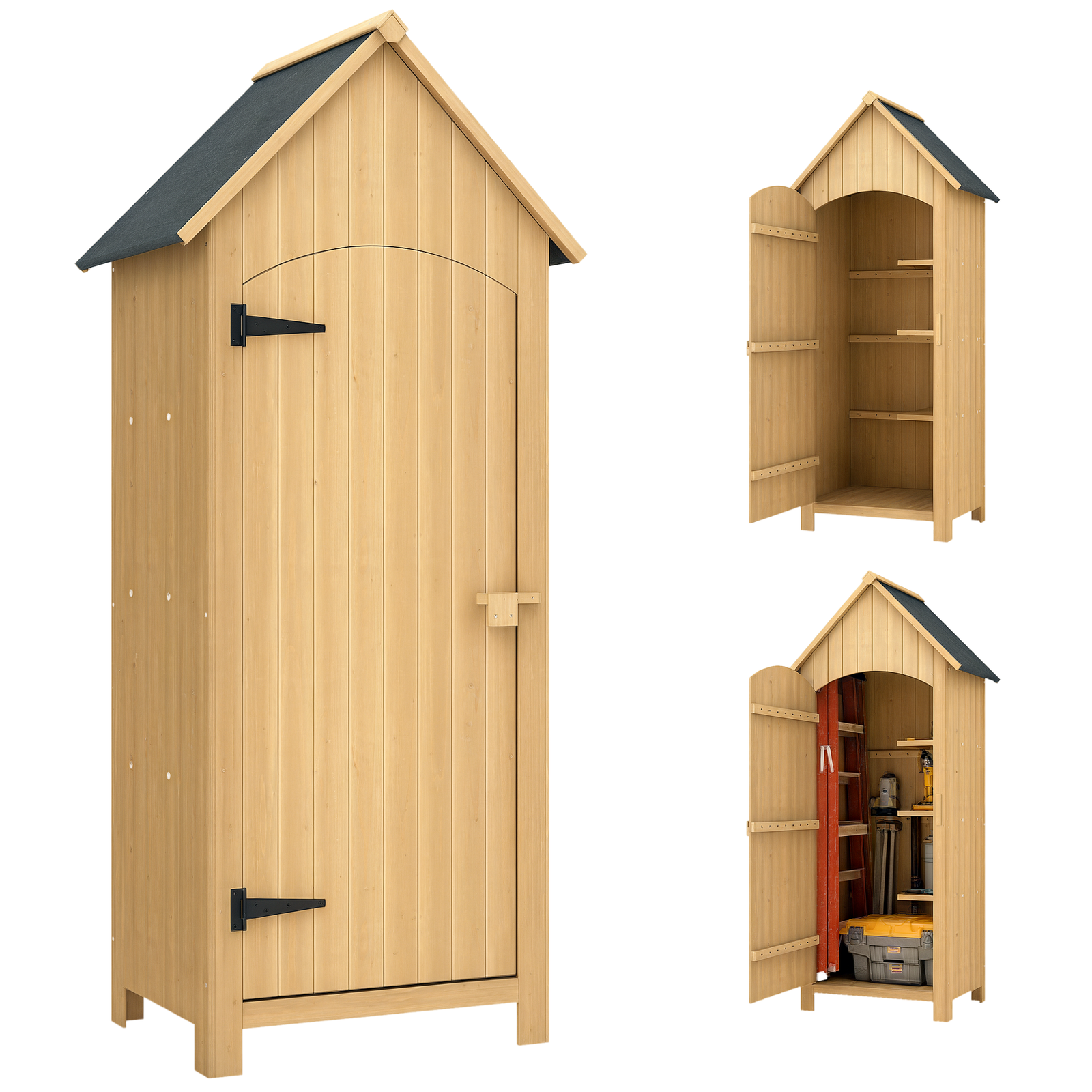 Wooden Small Garden Shed With 3 Shelves And Tilt Roof