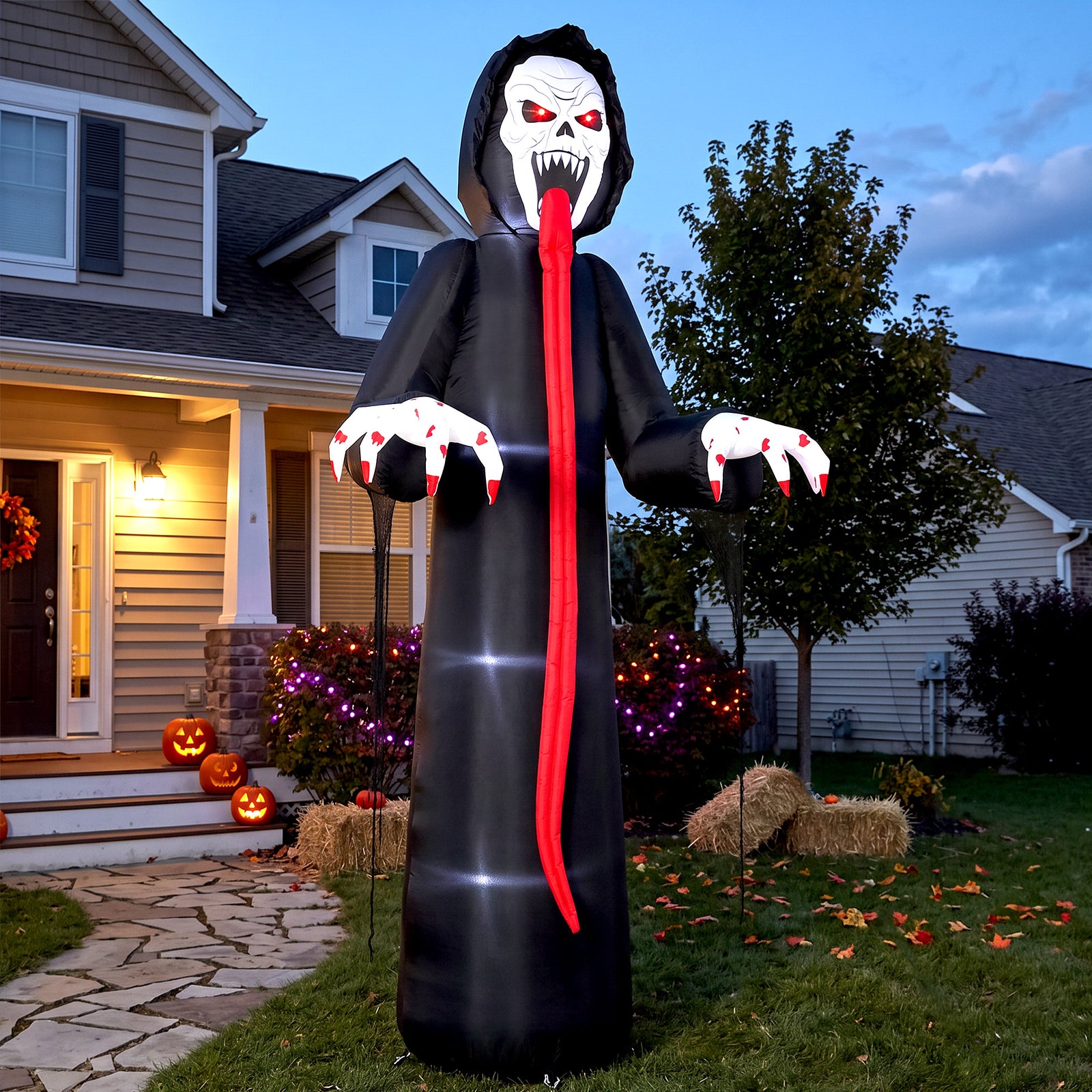 Outsunny 10 Ft Halloween Inflatable Skeleton With Built-in Led Lights