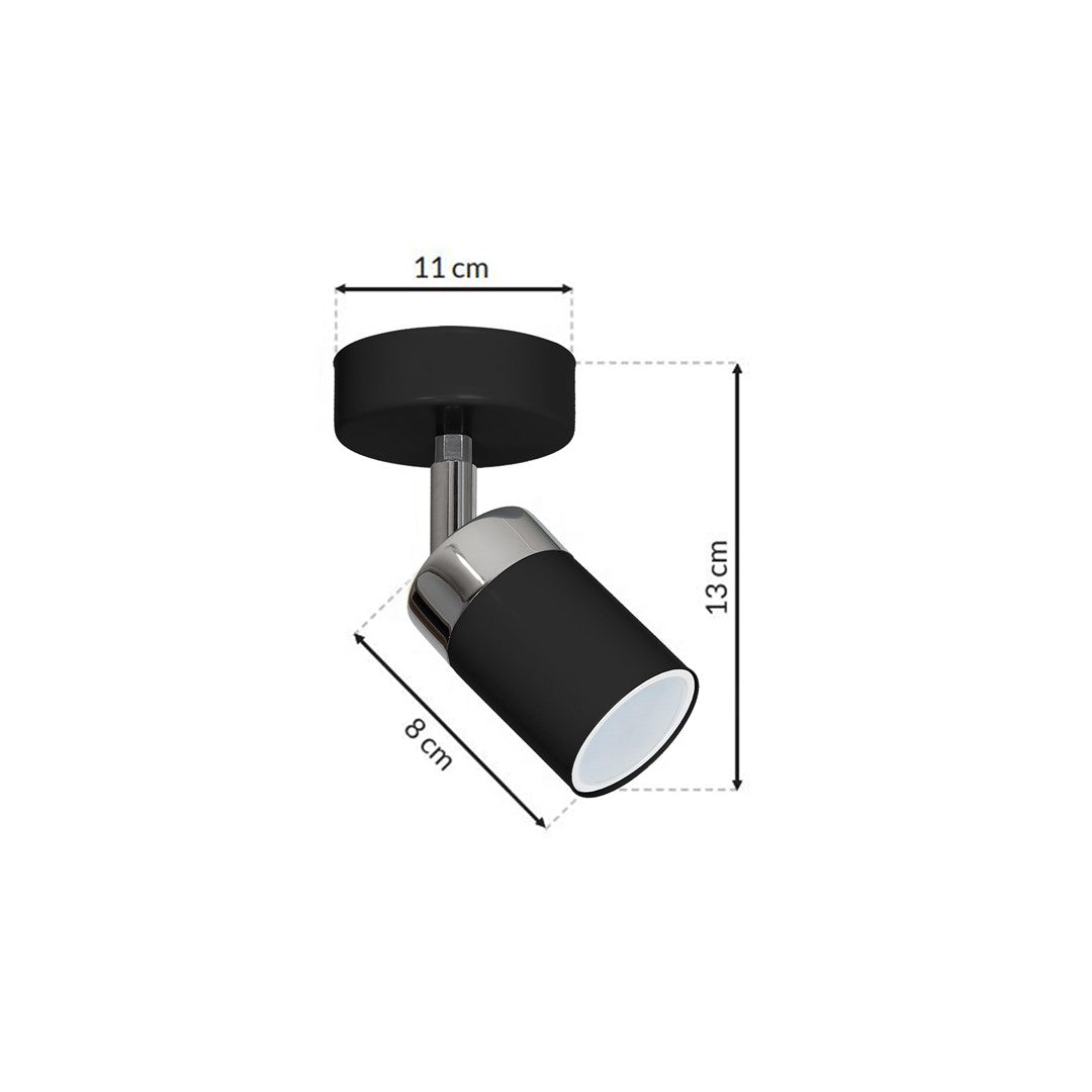 Joker Hand Made Ceiling Lamp In Matt Black With Striking Chrome Detail Featuring Minmalistic Slender Cylinder Shades