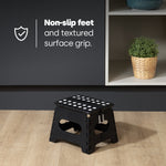 Compact Folding Step Stool With Non-slip Surface | Black