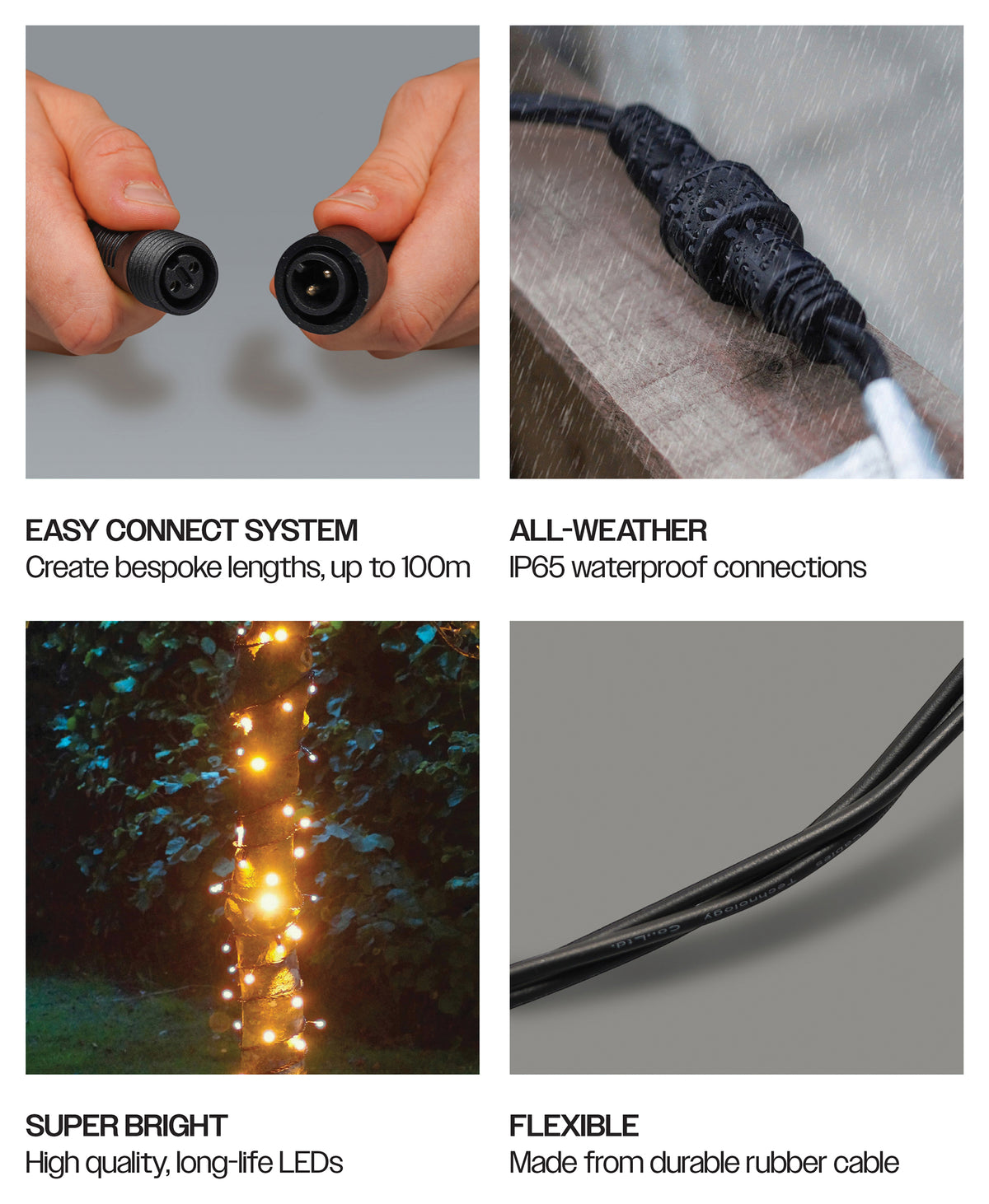 Eagle Connect Led String Lights Black Rubber Warm White