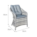 Sicilia Rattan 2 Seat Bistro Set In Dove Grey With Black Glass | 2 Seat | Dove Grey