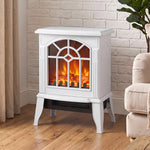 Electric Fireplace, Freestanding Log Burner, Led Flame Effect | White