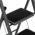 4 Step Ladder Heavy-duty Steel Folding Step Stool 150kg Capacity | Grey