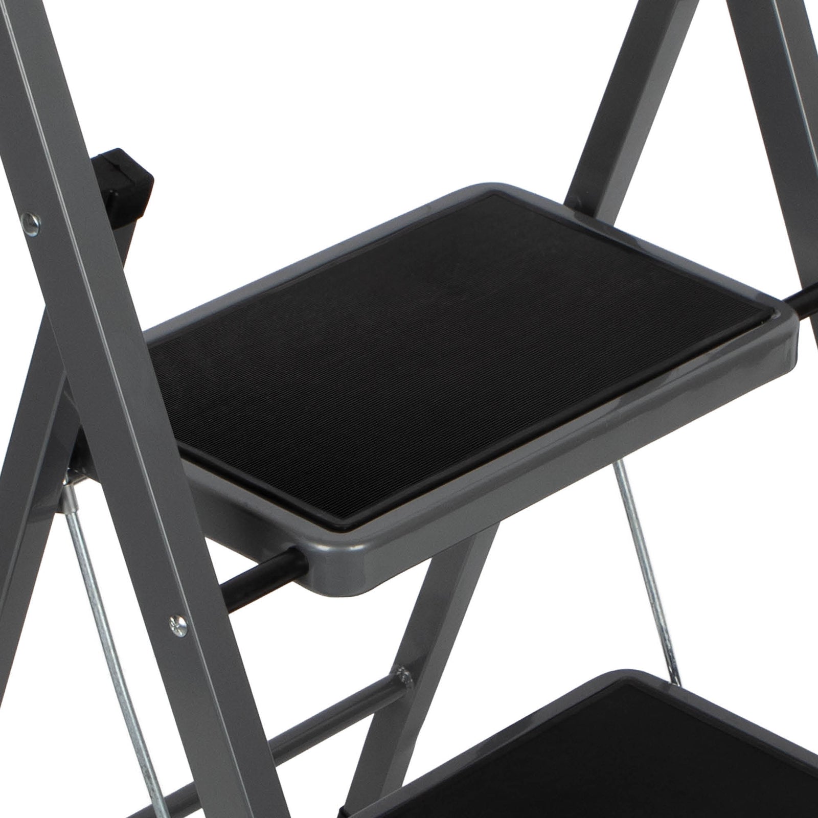 4 Step Ladder Heavy-duty Steel Folding Step Stool 150kg Capacity | Grey