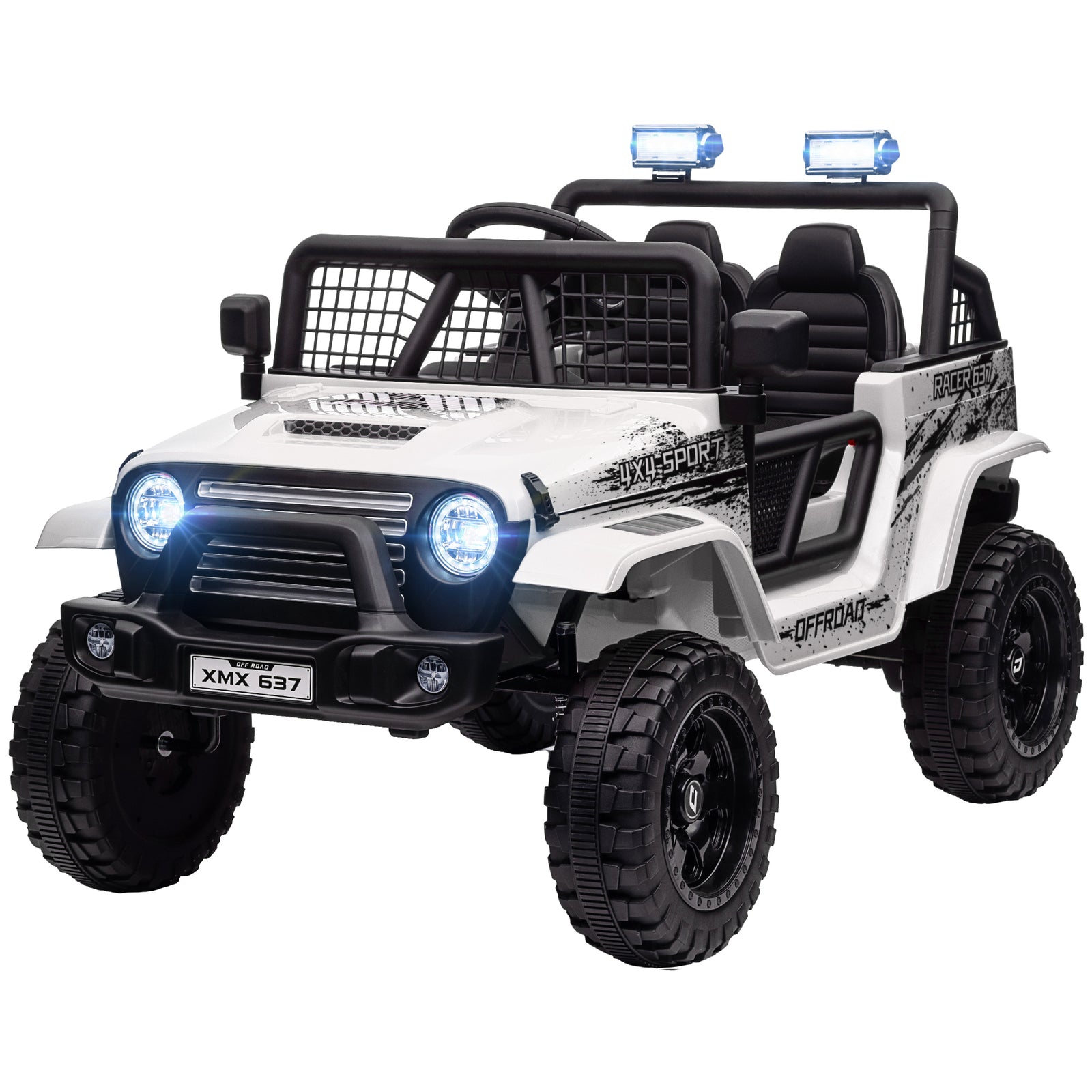 Kids Ride On Car, 12v Electric Truck W/ Suspension | White