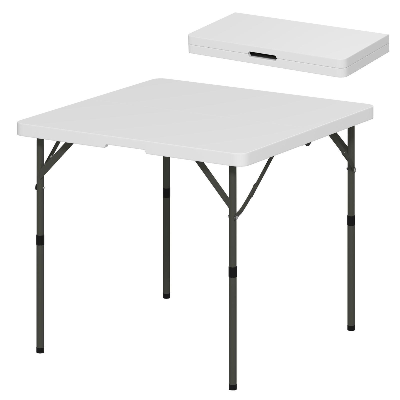 3ft Folding Camping Table W/ 2 Adjustable Height | White