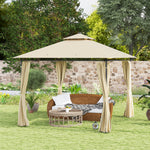 3x3m Garden Gazebo, Double Roof | Beige