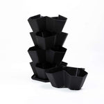5 Tier Black Stackable Planter Trio Pot