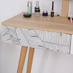 Wooden Compact Dressing Table W/ Drawer Mirror 4 Legs