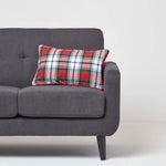 Tartan Check Cotton Cushion Cover | 30cm x 50cm | Red & White