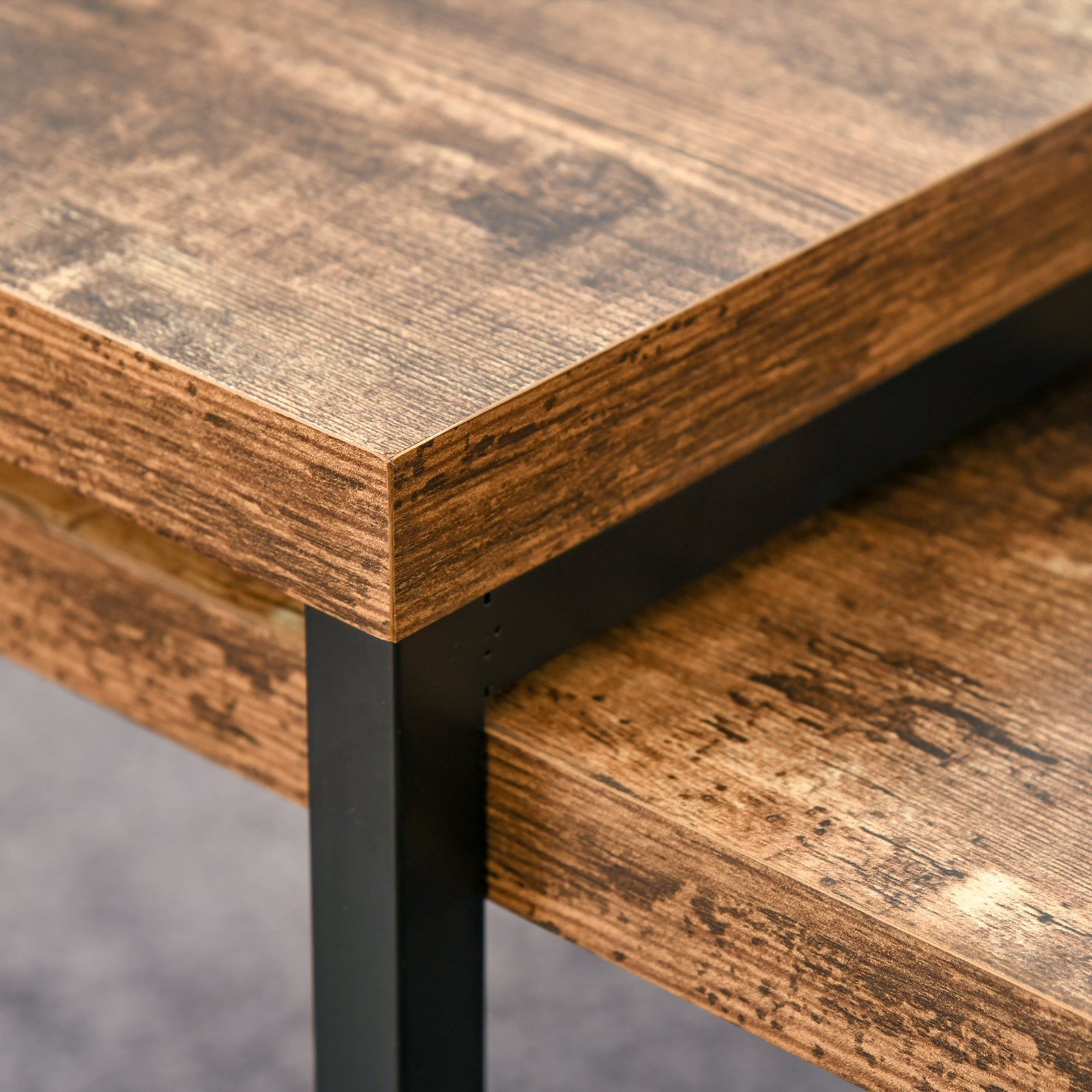 2 Pieces Industrial Coffee Table Set