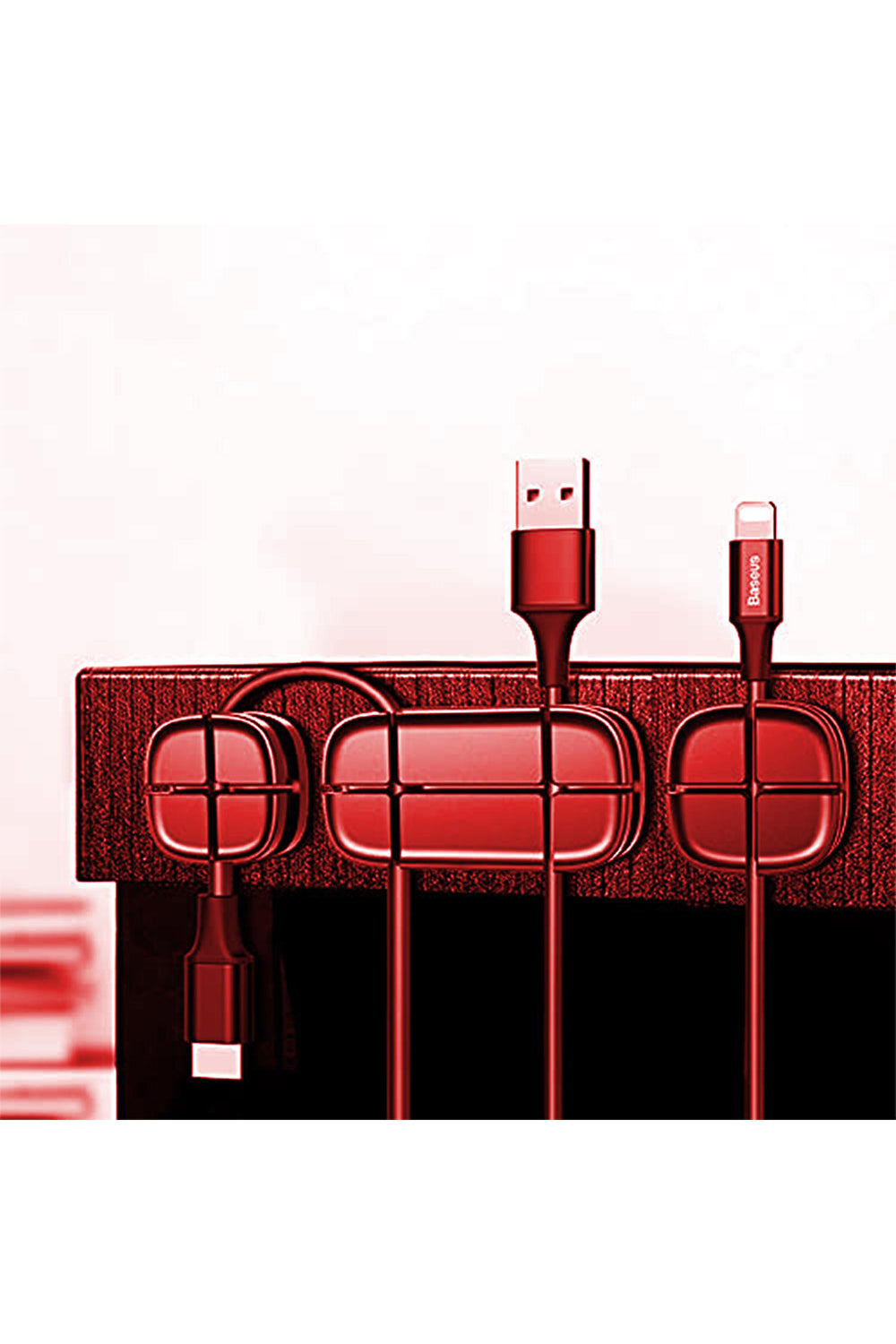 Universal 3 Magnetic Usb Cable Organizer | Red