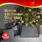 Rattan Christmas Tree Skirt Foldable Basket Decoration | Grey