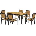 6 Seater Aluminium Garden Dining Set With Stackable Chairs | Natural